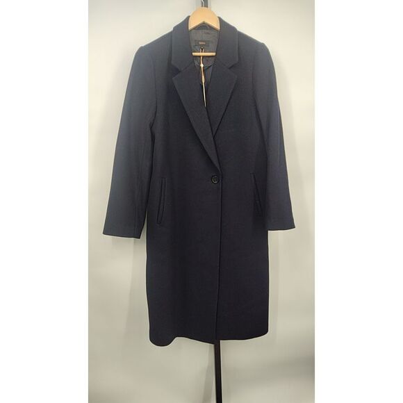 Quince Women Italian Wool Classic Single-Breasted Coat Blue M - Picture 2 of 3